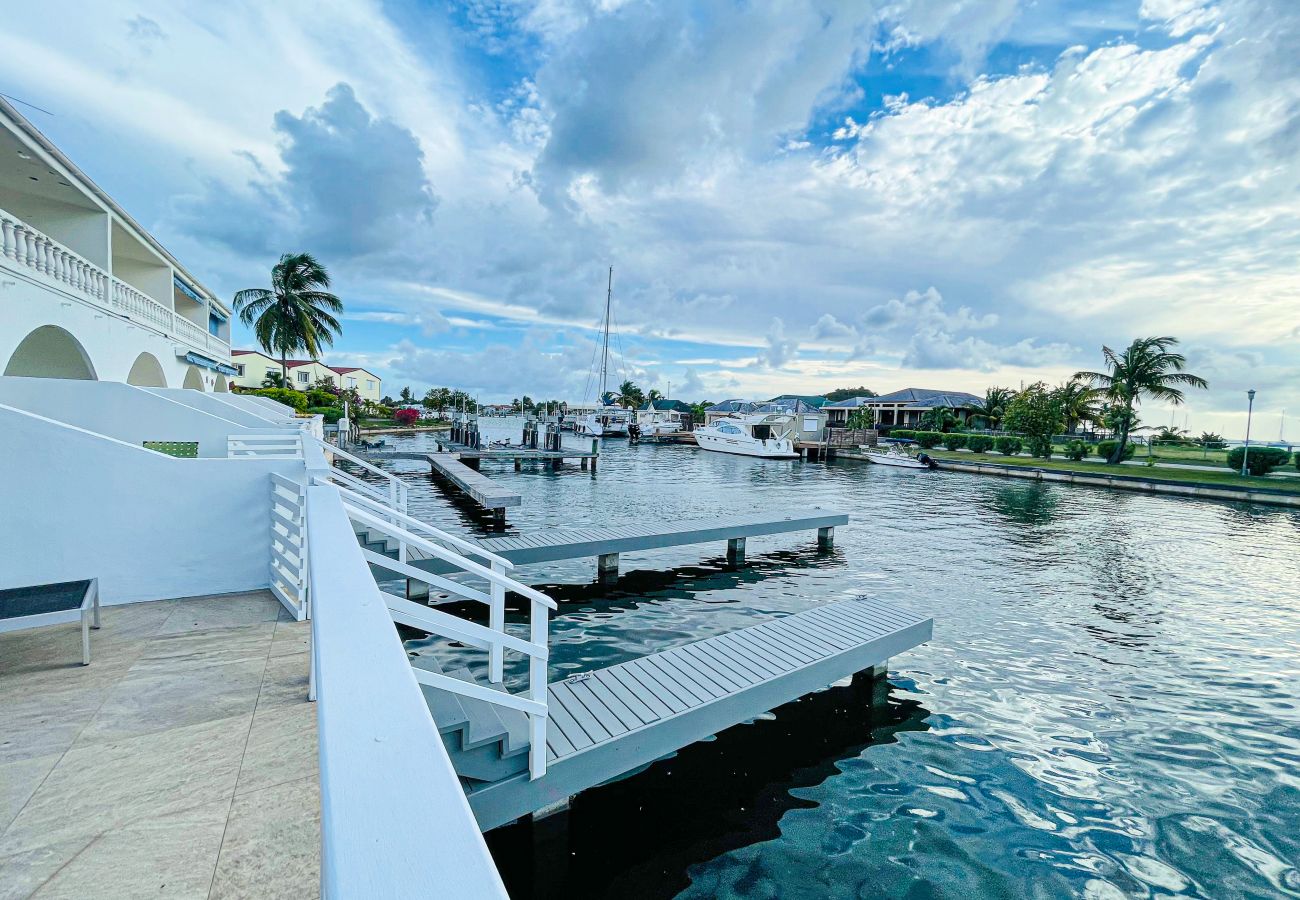 Sunset view at Jolly Harbour villa rental, private dock 