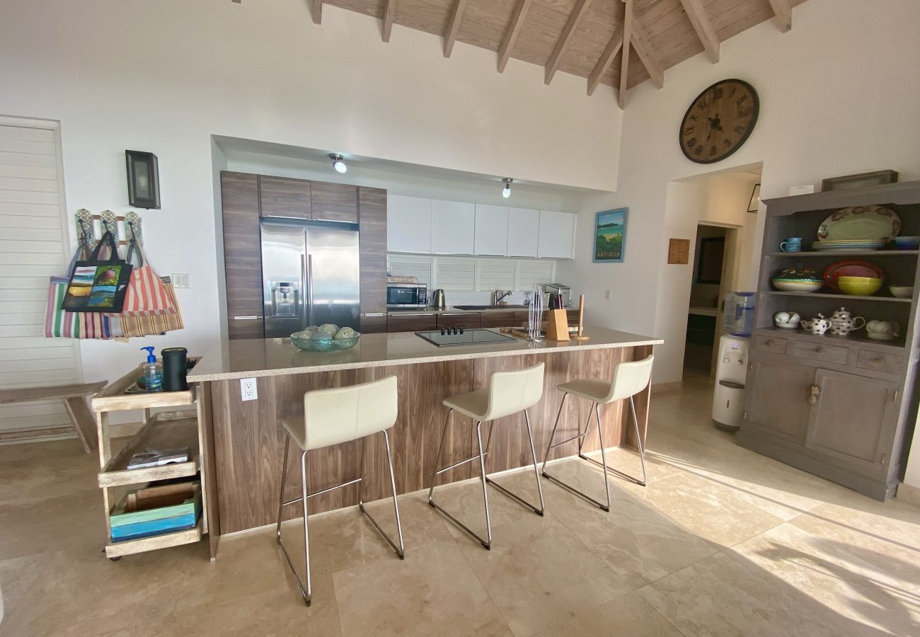 Large kitchen, amazing views at Sugar Ridge villa rentals, Antigua 