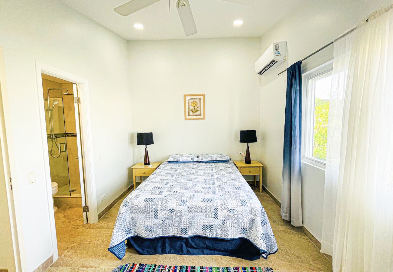 Airy two bedroom with air conditioning and ceiling fans at Jolly Harbour villa rentals 