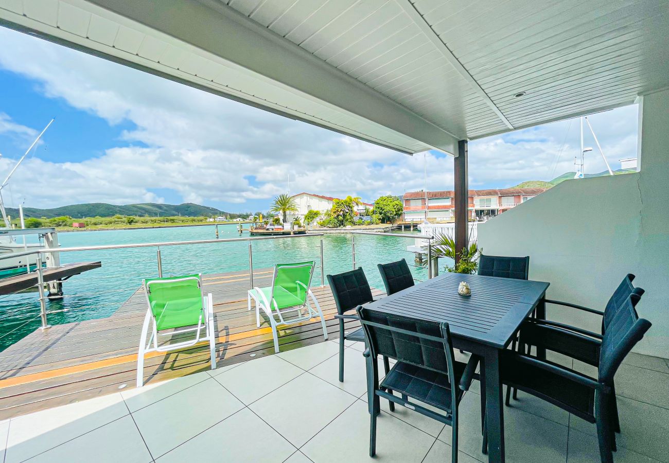 Beautiful views, Alfresco dining, shaded verandah at Jolly Harbour villa rentals, Antigua 
