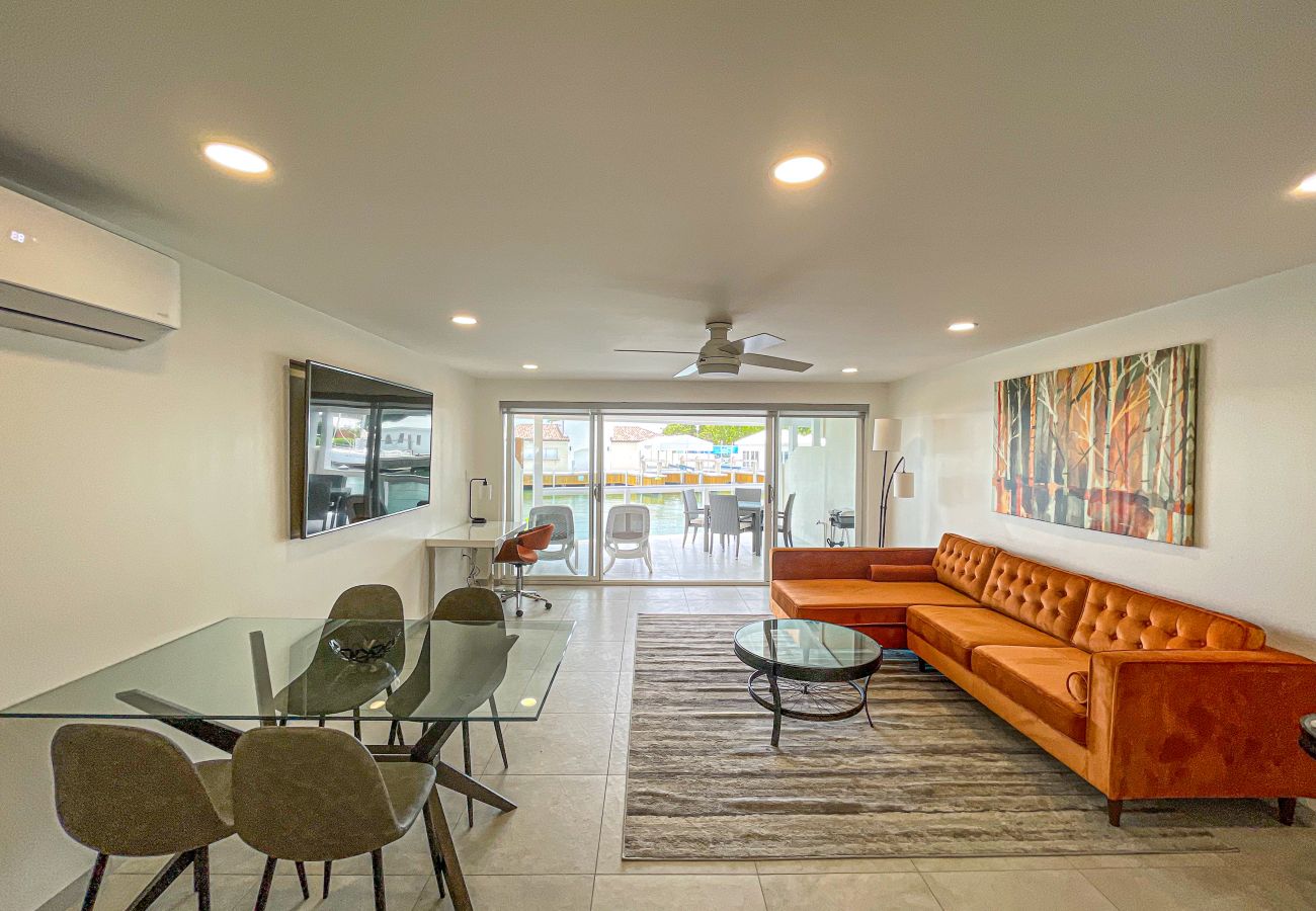 New Two Bedroom Waterfront property with  Sofa, Office workspace with a view and air conditioning at Jolly Harbour 